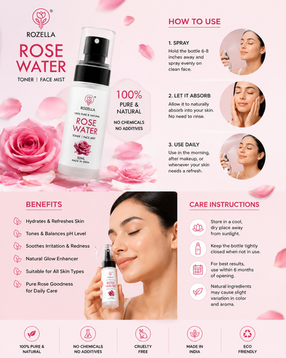 Rose Water 100% Pure & natural
